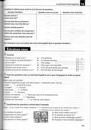 A2 ~ les exercices de grammaire, avec corrigés