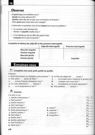 A2 ~ les exercices de grammaire, avec corrigés