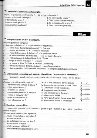 A2 ~ les exercices de grammaire, avec corrigés