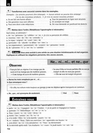 A2 ~ les exercices de grammaire, avec corrigés