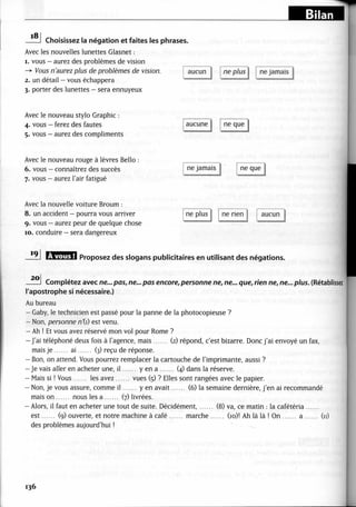 A2 ~ les exercices de grammaire, avec corrigés