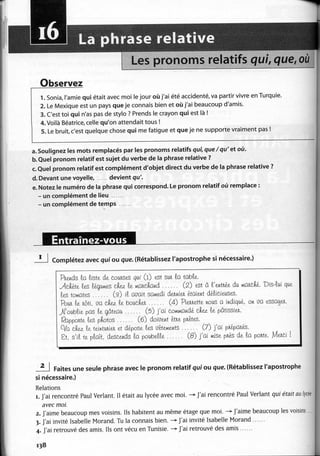 A2 ~ les exercices de grammaire, avec corrigés