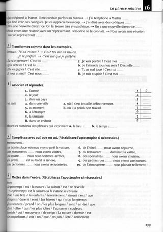 A2 ~ les exercices de grammaire, avec corrigés
