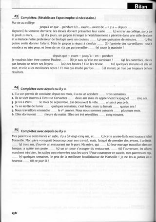 A2 ~ les exercices de grammaire, avec corrigés
