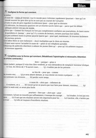 A2 ~ les exercices de grammaire, avec corrigés