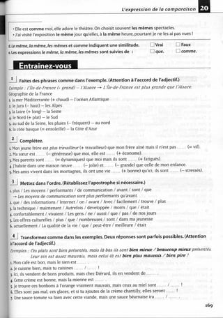 A2 ~ les exercices de grammaire, avec corrigés