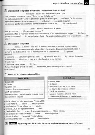 A2 ~ les exercices de grammaire, avec corrigés
