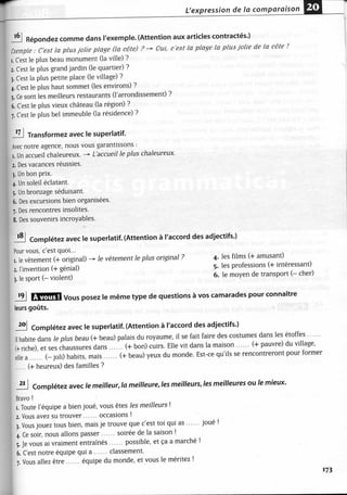 A2 ~ les exercices de grammaire, avec corrigés
