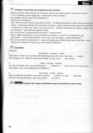 A2 ~ les exercices de grammaire, avec corrigés