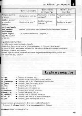 A2 ~ les exercices de grammaire, avec corrigés