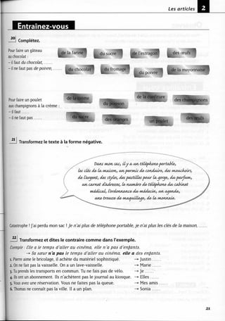 A2 ~ les exercices de grammaire, avec corrigés