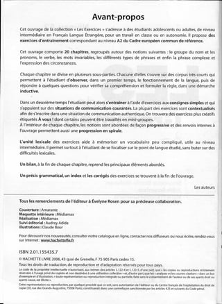 A2 ~ les exercices de grammaire, avec corrigés