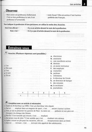 A2 ~ les exercices de grammaire, avec corrigés