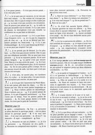 A2 ~ les exercices de grammaire, avec corrigés