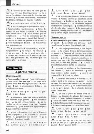 A2 ~ les exercices de grammaire, avec corrigés