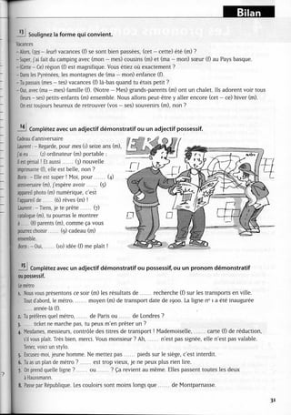 A2 ~ les exercices de grammaire, avec corrigés