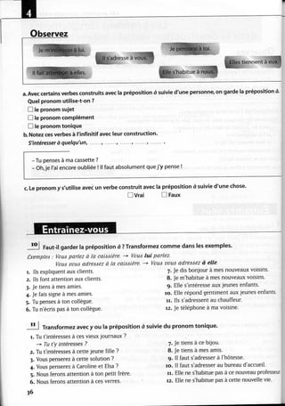A2 ~ les exercices de grammaire, avec corrigés