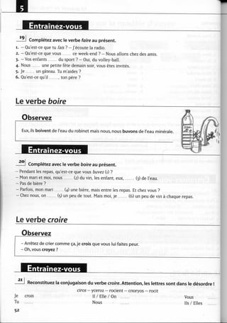 A2 ~ les exercices de grammaire, avec corrigés