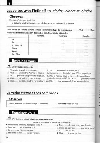 A2 ~ les exercices de grammaire, avec corrigés