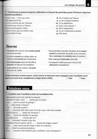 A2 ~ les exercices de grammaire, avec corrigés