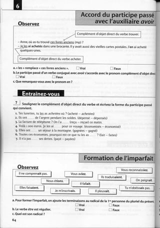 A2 ~ les exercices de grammaire, avec corrigés