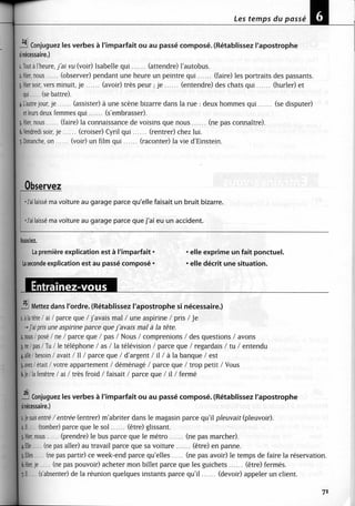 A2 ~ les exercices de grammaire, avec corrigés