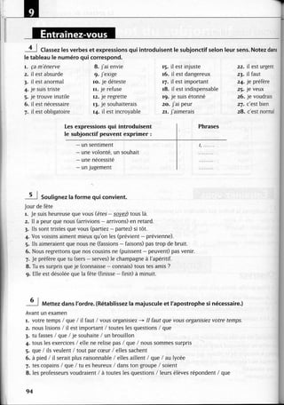 A2 ~ les exercices de grammaire, avec corrigés