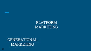 GENERATIONAL
MARKETING
PLATFORM
MARKETING
20
 