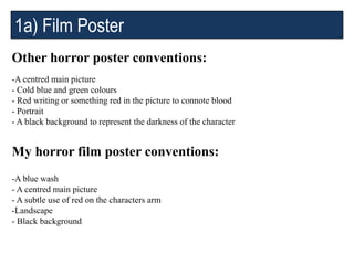 1a) Film PosterOther horror poster conventions:A centred main picture 