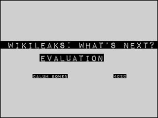 .  Wikileaks: What’s next?  Evaluation Calum Bowen 4020 