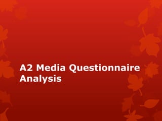 A2 Media Questionnaire
Analysis

 