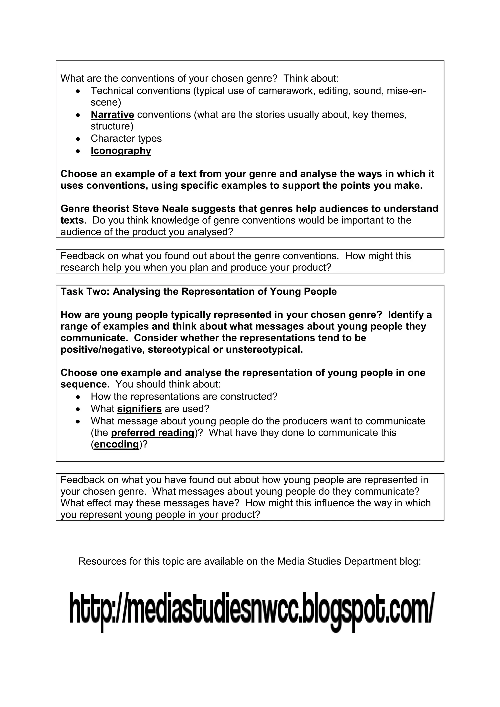 A2 media studies induction project week 2