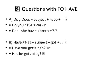 Mastering English Questions with To Be, To Do, and To Have | PPTX