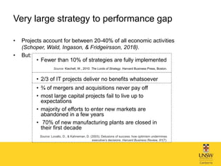 Very large strategy to performance gap
• Projects account for between 20-40% of all economic activities
(Schoper, Wald, In...