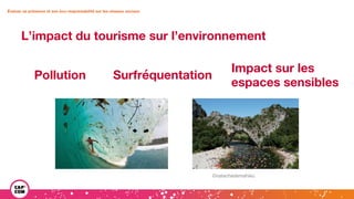 Évaluer sa présence et son éco-responsabilité sur les réseaux sociaux
L’impact du tourisme sur l’environnement
Pollution Surfréquentation
Impact sur les
espaces sensibles
©natachademahieu
 