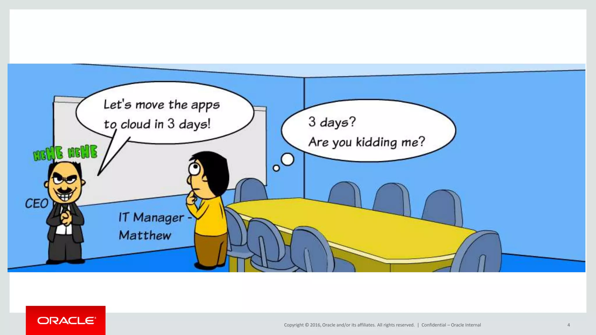 Copyright © 2016, Oracle and/or its affiliates. All rights reserved. | Confidential – Oracle Internal 4
 