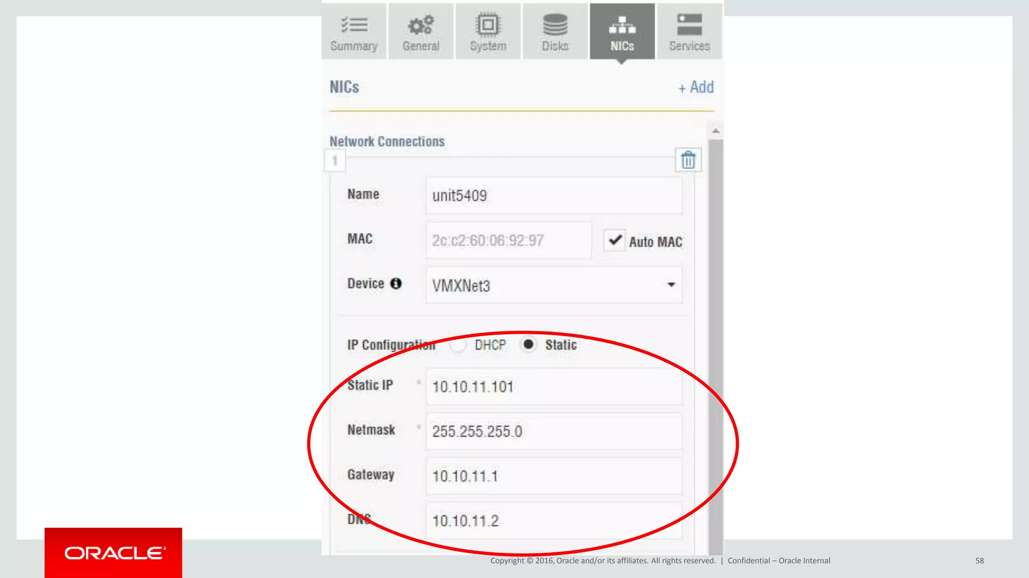 Copyright © 2016, Oracle and/or its affiliates. All rights reserved. | Confidential – Oracle Internal 58
 