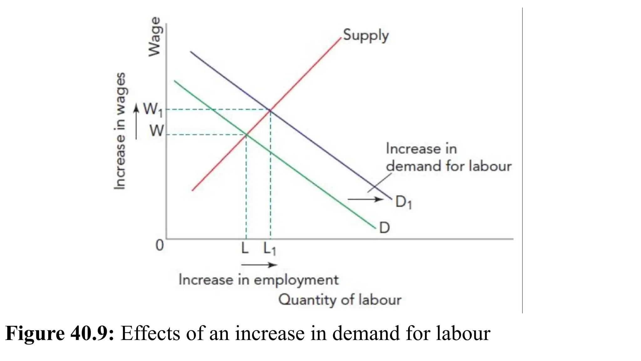 Figure 40.9: Effects of an increase in demand for labour
 