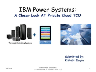 IBM Power Systems:A Closer Look AT Private Cloud TCO + Workload-Optimizing Systems Submitted By: RishabhDogra 04-09-2011 IBM POWER SYSTEMS: A Closer Look At Private Cloud TCO 1 