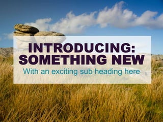 INTRODUCING:
SOMETHING NEW
With an exciting sub heading here

 