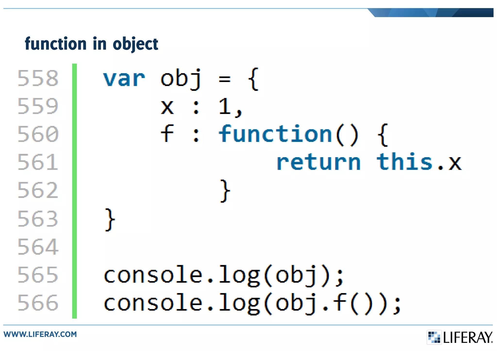 function in object
 