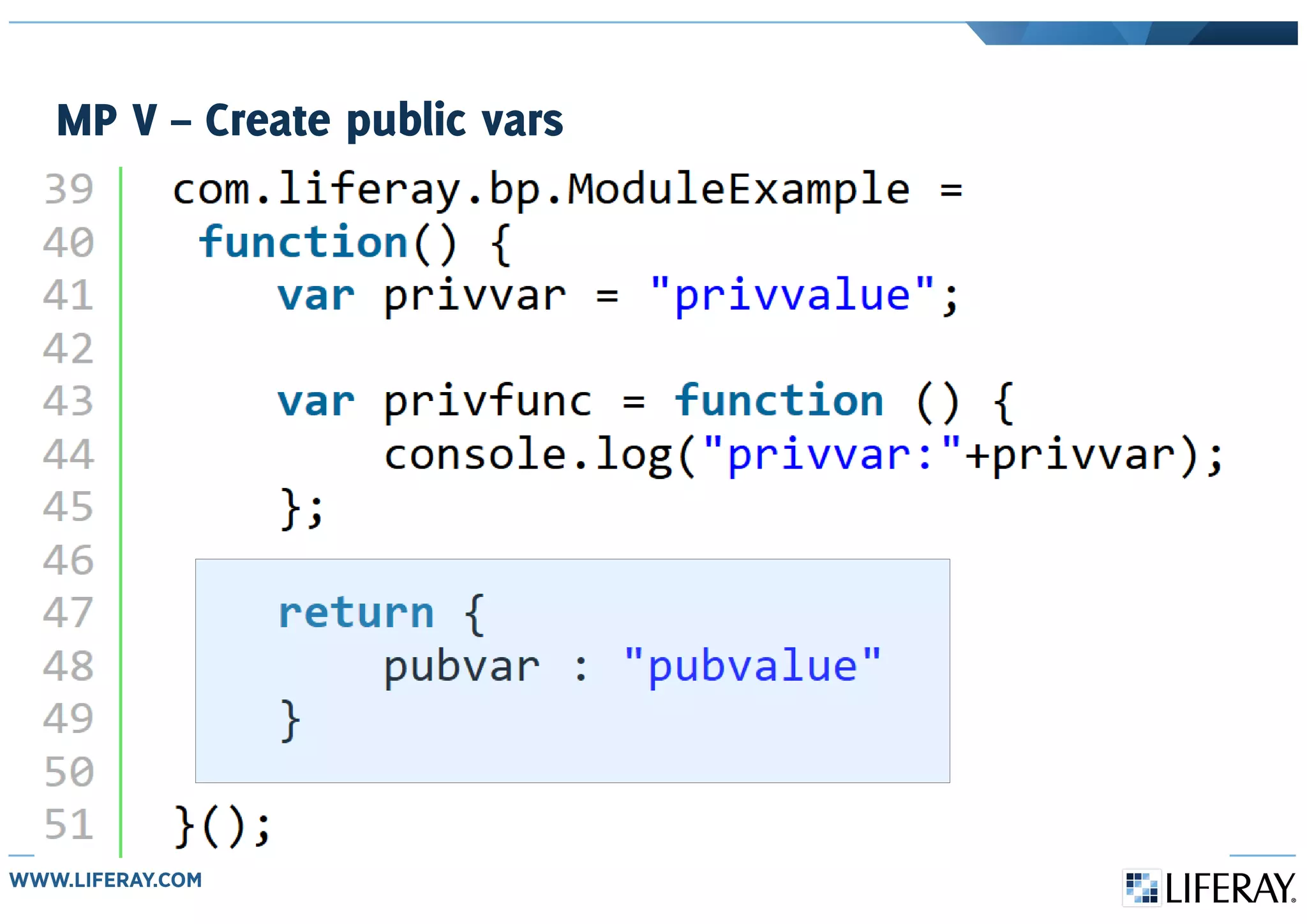 MP V – Create public vars
 
