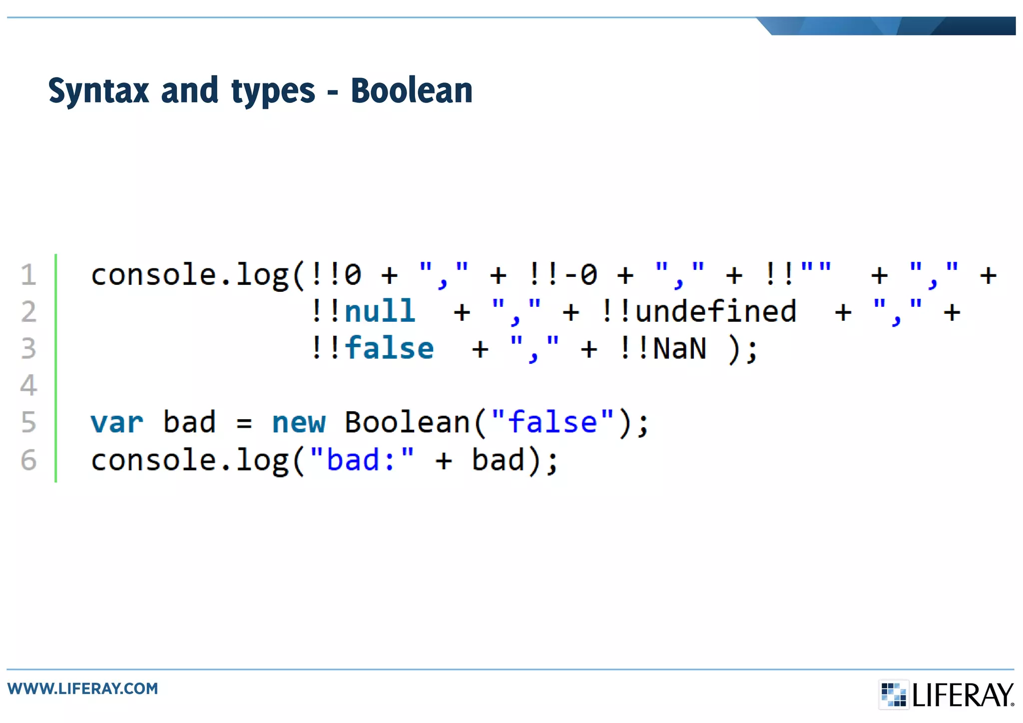 Syntax and types - Boolean
 