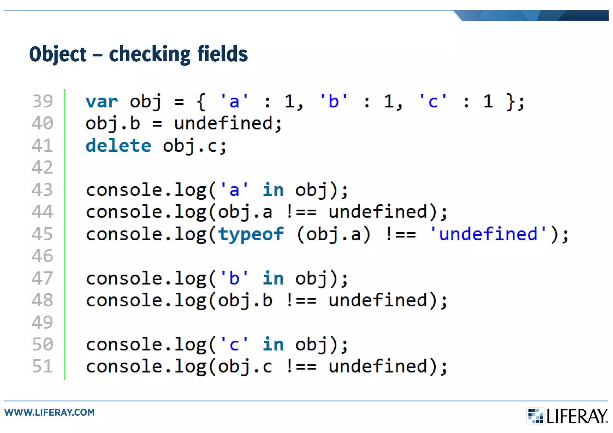 Object – checking fields
 