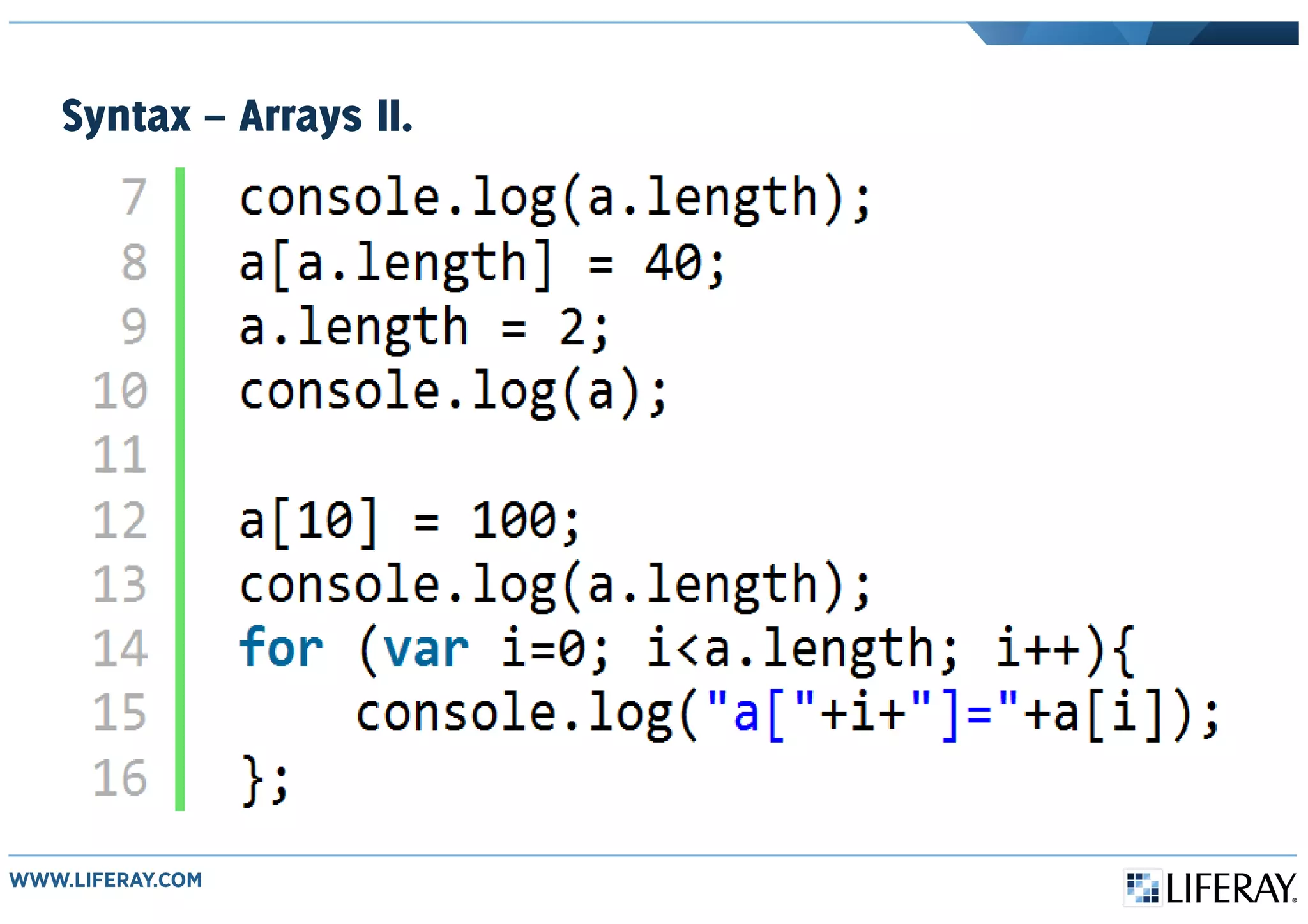 Syntax – Arrays II.
 