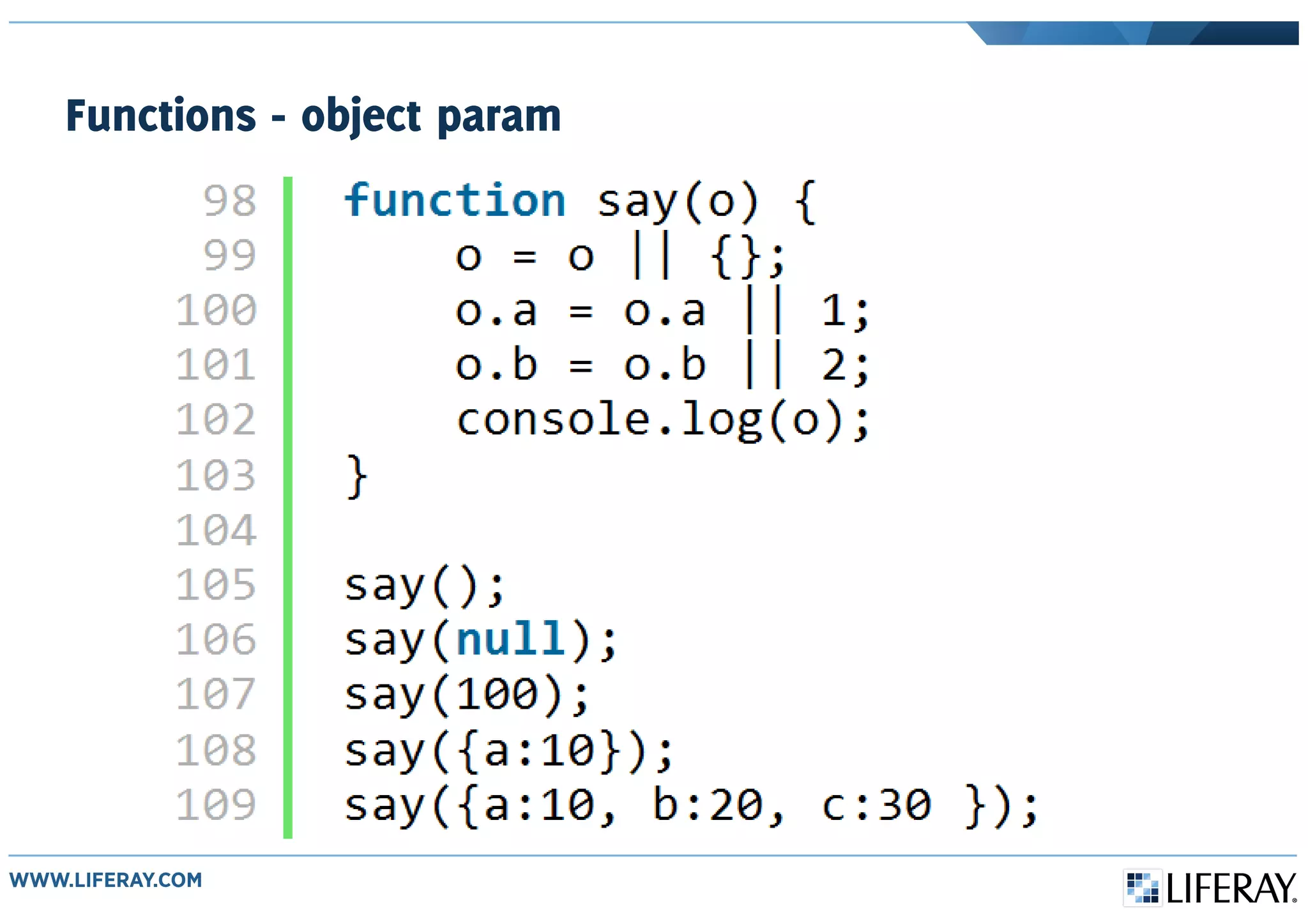 Functions - object param
 