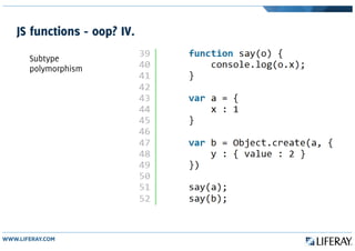 JS functions - oop? IV.
Subtype
polymorphism
 