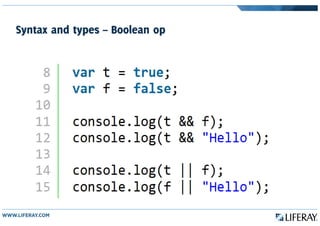 Syntax and types – Boolean op
 