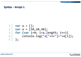 Syntax – Arrays I.
 