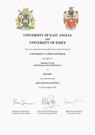 History Degree Certificate